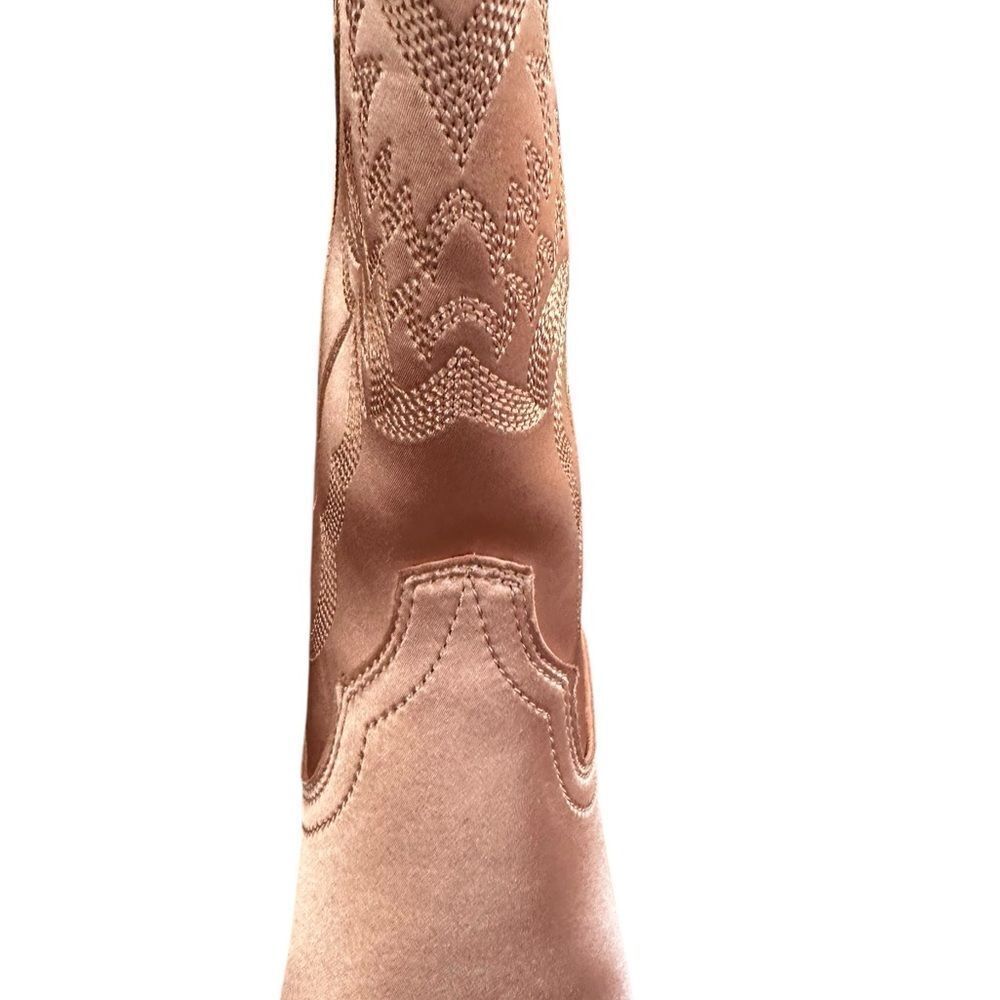 Free People Jeffrey Campbell Dagget Rose Gold Satin Cowboy Boots | Size 6.5 - Picture 9 of 11